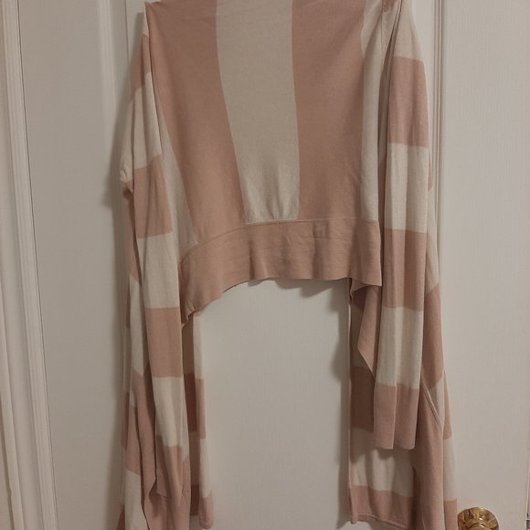 BCBG wrap sweater cardigan. Pink and Ivory striped size xs - Picture 2 of 4